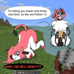 absurd_res amputation amputee anthro ass ass_up before_and_after bodily_fluids bondage bovid bovine breast_milking cattle chastity_cage chastity_device collar crotchboobs dialogue disability ear_piercing ear_tag eri_(erimad) erimad facial_piercing forced fur gag gameplay_mechanics genitals gore gynomorph hair hi_res horn intersex intersex_only lactating looking_at_viewer looking_up machine mammal masochism microsoft milking_machine minecraft minecraft_background mojang nose_piercing nose_ring nose_ring_pull penis piercing piercing_pull pink_body pink_fur pink_hair quadruple_amputee ring_gag ring_piercing sadism solo speech_bubble surprise tongue tongue_out tongue_out_piercing trans_woman transfem udders videogame_setting xbox_game_studios