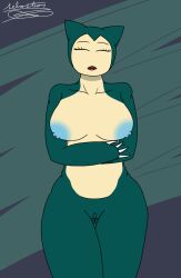 anthro blue_body blue_fur breasts fanart female female_only furry nintendo pokemon pokemon_(species) pussy sebastian_enrique_art snorlax solo