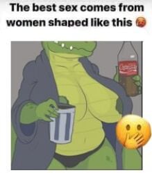 big_breasts cocodrile female female_only green_body green_skin lizard maria_carmen_(sergiopainter) mature_female meme panties robe sergiopainter slightly_chubby wide_hips