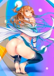 anus ass blush censored feet female fingering looking_at_viewer looking_back masturbation mosaic_censoring pussy pussy_juice soles sword_art_online toes yuuki_asuna