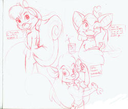 chip_'n_dale_rescue_rangers disney foxglove gadget_hackwrench monochrome nipples opus0987 rough_sketch sketch tammy_squirrel