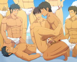 6+boys abs anal ass ass_juice bara barefoot bulge coach crotch erection feet fingering gangbang gay group_sex kai_(artist) kneeling lying male male/male male_focus male_only multiple_boys muscle orgy outdoors pecs penis pool speedo swimwear teacher_and_student toes undressing yaoi