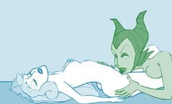 2girls aurora_(sleeping_beauty) disney disney_princess disney_villains female female_only maleficent nipples paradox-sin partially_colored princess royalty sketch sleeping sleeping_beauty_(1959_film) small_breasts unconscious yuri