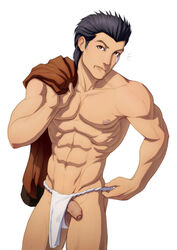 1boy boner colored erection foreskin loincloth male male_only penis penis_peek ryo_hazuki schizoid sega shenmue solo tagme uncircumcised uncut white_background