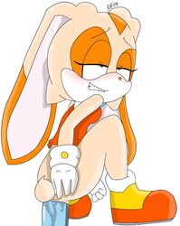 1girls anal anthro blush clothes color cream_the_rabbit dildo female female_only footwear fur furry insertion masturbation perverted_bunny rabbit sex_toy shoes side_view solo sonic_(series) squatting tagme