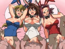 3boys 3girls akiza_izinski alexis_rhodes artist_request blonde_hair blue_eyes bowtie breasts brown_hair bunny_costume bunnysuit bunnysuit_aside censored detached_collar female gangbang gangrape group_rape group_sex huge_breasts human long_hair male motion_blur multiple_girls nipples open_mouth pantyhose rape red_hair sex short_hair straight sweat tea_gardner tenjouin_asuka torn_clothes vaginal_penetration wrist_cuffs yu-gi-oh! yu-gi-oh!_5d's yu-gi-oh!_gx