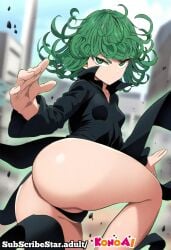 1girls ai_generated black_panties female green_eyes green_hair konoai one-punch_man panties tagme tatsumaki thick_thighs