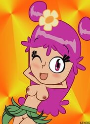 ami_onuki atnog breasts cartoon_network grass_skirt hi_hi_puffy_amiyumi hula hula_dancer hula_skirt light-skinned_female nipples nude nude_female pink_hair tagme