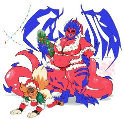 2024 all_fours anthro anthrofied arm_warmers armwear barely_contained big_breasts blue_body blue_tongue blush bodily_fluids bottomless breasts cheek_tuft christmas christmas_clothing christmas_headwear christmas_lights cirkus claws cleavage clothed clothing collar dildo dragon duo eternatus exoskeleton facial_markings facial_tuft fangs female finger_claws footwear fur generation_3_pokemon generation_8_pokemon grey_body grey_fur hand_on_hip hat head_markings headgear headwear hi_res holidays huge_breasts huge_dildo imminent_sex larger_female legendary_pokemon long_tail male mammal markings mask_(marking) mythological_creature mythological_scalie mythology navel nintendo nubbed_dildo open_mouth orange_body orange_fur overweight overweight_female partially_clothed pokemon pokemon_(species) pokemorph procyonid pseudo_clothing red_body red_sclera santa_hat scalie sex_toy shiny_pokemon shivali_the_eternal signature simple_background size_difference skeletal_wings skimpy smaller_male socks spiked_collar spikes standing striped_markings striped_tail stripes sweat sweatdrop tail tail_markings tail_tuft teeth thick_thighs toe_claws toeless_footwear toeless_socks tongue tuft white_background white_body white_fur wings witchhazel_"hazel"_caraway zigzagoon