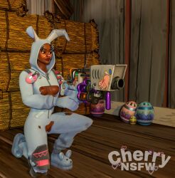 areolae breasts bunny_brawler bunny_costume bunny_ears bunny_girl bunnysuit dark-skinned_female dark_skin easter_egg fortnite