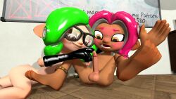 3d finger_in_cock futanari octoling octoling_girl saiga_octoling_(s3cret_str1ker) splatoon splatoon_2 splatoon_3