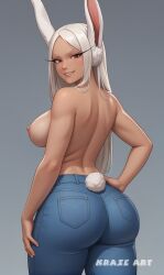 ai_generated ass big_ass boku_no_hero_academia bunny_ears bunny_girl dark-skinned_female dark_skin jeans kraze_art miruko my_hero_academia rumi_usagiyama