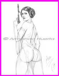 1girls 2013 a_new_hope actress armando_huerta ass carrie_fisher celebrity dat_ass female monochrome princess_leia_organa solo star_wars tagme watermark