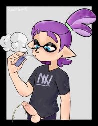 bodily_fluids clothed clothing genital_fluids humanoid male male_focus male_only nintendo peeing presenting_penis roachtoon solo solo_male splatoon urine vape watersports