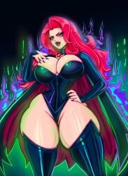 1girls aura big_breasts big_thighs bimbo bimbo_body bimbo_lips blue_eyes breasts cape female female_only full_lips goblin_queen_(x-men) jean_grey large_breasts looking_at_viewer madelyne_pryor marvel marvel_comics plump_lips red_hair red_lipstick solo theartofmathew thick_thighs thighhighs thighs wide_hips x-men