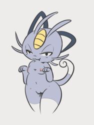 1girls :3 alolan_meowth animal_ears black_eyes breasts cat_ears cat_tail cropped_legs felid feline felis female female_only fur furry furry_only grey_background grey_fur half-closed_eyes hands_up highres looking_at_viewer meowth naked navel nintendo nipples no_humans nude paw_pose pokémon_(species) pokemon pokemon_(species) pokemon_sm pussy simple_background small_breasts solo standing tail thick_thighs tongue tongue_out uncensored vono whiskers