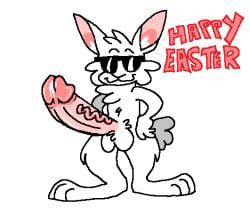 anthro big_penis easter easter_bunny eyewear genitals holidays huge_cock male microsoft_paint penis solo solo_focus sunglasses wickedwhiskerz