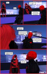 1boy 1girls 3d batman_(series) batwoman comic dc dc_comics dialogue jason_todd kate_kane male page_1 pof3445 red_hood_(dc) text_bubble the_sims the_sims_4