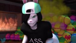 1girls 3d 3d_animation anal anal_expulsion anal_insertion animated artist_name ass asshole baseball_cap black_hair bunny_ears bunny_girl easter easter_egg english_voice_acting fart fart_cloud fart_fetish farting female female_only furry moobsloobs mp4 object_in_ass pussy rory_(mloobis) shorter_than_30_seconds solo sound tagme talking_to_viewer twitter_username vagina video voice_acted white_fur