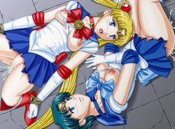 2girls after_rape ami_mizuno apple_pie_(artist) bishoujo_senshi_sailor_moon boots breasts censored choker clothing cum cum_in_pussy female female_only nipples ripped_clothes ripped_clothing sailor_mercury sailor_moon skirt small_breasts tagme torn_clothes usagi_tsukino