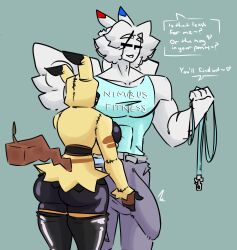 angel_(shewiff) anthro bulge bulge_through_clothing huge_cock hyper hyper_penis larger_male mimikyu muscular_male pokémon_(species) pokemon shewiff togekiss