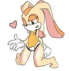 anthro barefoot blob_feet clothes color cream_the_rabbit featureless_feet female female_only front_view fur furry gloves kneeling nipples no_toes rabbit solo sonic_(series) tagme toeless_feet vulva