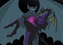 anthro arms big_breasts breasts carrying chernabog convexpert crossover disney disney_villains dragon fantasia female hands legs male maleficent nipples pregnant sleeping_beauty_(1959_film) tail villain villainess wings