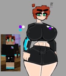 ! 1girls clothing female female_only huge_breasts looking_at_viewer minecraft nipple_bulge original_character shewiff solo thick_thighs tight_clothing