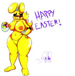 amerette amero amerobutnsfw big_ass big_breasts big_woman bunny_girl bunny_tail chubby_female curvy_figure easter_bunny easter_egg furry green_eyes nervous nervous_face nervous_female nervous_smile nervous_sweat oc original_character rule_63 square_head tall_girl venus_body