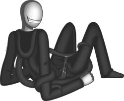 1boy bald clothed grin male male_only monochrome slenderman solo tentacles the_slender_man