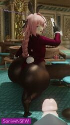 1boy 1futa 3d 3d_(artwork) ass astolfo_(fate) backseam big_ass big_butt blender blender_(software) bottom_heavy bottom_heavy_femboy braided_hair bunnysuit card clothing cuffs_(clothing) dat_ass dialogue easter english english_dialogue english_text fat_ass fate/grand_order fate_(series) femboy femboy_focus futanari hair hair_ornament hatsune_miku huge_ass looking_at_viewer looking_back male male_only obese offscreen_character offscreen_futanari pantyhose penis pink_hair poker_cards poker_chip ribbon_in_hair sonivvnsfw text thick_ass thick_butt tights vocaloid