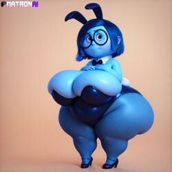 2020s 2024 4k ai_generated ass ass bbw big_breasts blue_body blue_hair blue_skin breasts bunnysuit chubby chubby_female curvy curvy_figure disney easter fat fat_woman female gigantic_breasts glasses highres hips inside_out massive_ass massive_breasts massive_butt massive_thighs matronai_(artist) mature mature_female obese obese_female overweight overweight_female patreon pinup pixar plump sadness_(inside_out) shortstack solo stable_diffusion thick_thighs wide_hips