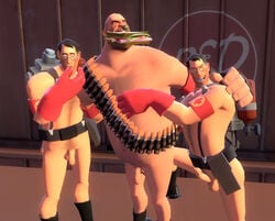 3boys 3d adorable adorable_face armbands balding bandolier canon_couple chubby cute cute_expression cute_eyes cute_face cute_male duplicated_character erection facial_hair flaccid food garry's_mod gay glasses gloves heavy_(team_fortress_2) heavy_weapons_guy human human_male human_only love lovers loving_couple male male_focus male_only medic medic_(team_fortress_2) naked_footwear sandwich sarcasmosaur team_fortress_2 uncut wholesome