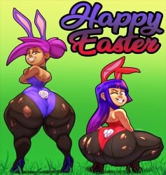 2girls ass ass_focus big_ass bubble_butt bunny_ears bunny_girl bunny_tail bunnysuit crossover easter enid fat_ass female female_only glitch_techs huge_ass large_ass looking_at_viewer looking_back miko_kubota n-kosi n-kosi_(coloring) ok_k.o.!_let's_be_heroes thick_ass thick_thighs wide_hips