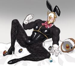 1boy bara_tiddies bara_tits blush bowtie bulge bulge_focus bulge_through_clothing bunny_boy bunny_ears bunnysuit easter easter_basket easter_egg eggs ferryman_(ultrakill) fishnet_legwear fishnets gabriel_(ultrakill) gloves helmet high_heels holidays huge_bulge knight_helmet large_pecs large_pectorals male male_focus male_only man_boobs minos_prime_(ultrakill) mirage_(ultrakill) pecs pectorals red_bowtie riinchu sisyphus_prime_(ultrakill) ultrakill v1_(ultrakill) v2_(ultrakill) white_gloves