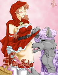 anthro anthro_on_female anthro_on_human big_bad_wolf bluesfnno1 clothing dress fairy_tales female_on_anthro glasses human human_on_anthro literature little_red_riding_hood oral_sex panties werewolf wolf