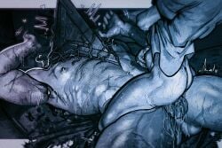 abs balls bara biceps big_balls big_dom_small_sub big_penis cum dominant domination genital_fluids male male_nipples male_only manly muscular_male nipples nude orgasm pecs penetration penis pyramid_head riding_penis sex silent_hill silent_hill_2 size_difference stomach_bulge