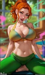 1girls aroma_sensei big_breasts breasts bust busty chest curvaceous curvy curvy_figure female female_focus hips hourglass_figure huge_breasts human large_breasts legs light-skinned_female light_skin lips mature mature_female robin_(stardew_valley) slim_waist solo stardew_valley thick thick_legs thick_thighs thighs voluptuous waist wide_hips yoga_pants