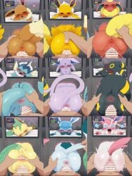 1boy 6+girls 9girls ahe_gao anal_fingering anus ass ass_grab ass_ripple black_fur blue_fur blue_skin blush brown_fur censored clenched_teeth closed_eyes colored_skin covering_own_mouth cum cum_in_pussy dagasi eevee eeveelution espeon fangs female_feral feral feral_penetrated fingering fins fish_tail flareon furry furry_female gameplay_mechanics glaceon glory_wall happy health_bar heart heart-shaped_pupils highres human_on_pokemon jolteon leafeon meme open_mouth pawpads penis pokemon pokemon_(species) pokephilia pov purple_fur pussy red_eyes red_fur screen sex spanking speed_lines split_tail spread_anus spread_ass sylveon symbol-shaped_pupils tail tail_grab tears teeth through_wall tongue tongue_out umbreon vaginal_penetration vaporeon yellow_fur zoophilia