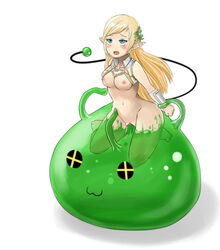 belly_button blonde_hair blue_eyes breasts dontlook elf female female_penetrated helpless long_ears maplestory mercedes_(maplestory) nipples no_pubic_hair open_mouth pointy_ears pussy restrained slime slime_monster vaginal_penetration