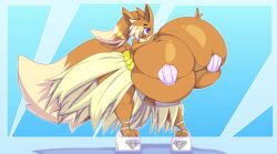 ass big_ass big_breasts breasts eevee eeveelution furry heterochromia hyper_breasts necklace no_humans pokémon_(species) pokemon pokemon_(species) seashell_bikini shoes tagme thiccbuns