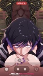 1boy 1girls 9:16 animated asian_female bandai_namco big_breasts black_and_purple_hair blowjob blowjob_face breasts clothes copyright copyright_name erect_penis erection exposed_breasts fellatio fingerless_gloves hand_on_penis holding_penis jacket jellymation looking_at_viewer nail_polish naked_male namco nipples nude_male oral oral_sex partially_clothed_female penis penis_between_breasts penis_in_mouth phone_screen pov purple_eyes purple_hair purple_nail_polish purple_nails recording reina_mishima short_hair shorter_than_30_seconds sound tekken tekken_8 throne tomboy unseen_male_face vertical_video video