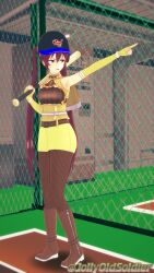 1girls 3d angry armpits baseball baseball_bat baseball_cap belt boots breasts cap elbow_gloves female female_only fence fingerless_gloves fire_emblem fire_emblem_awakening full_body gloves hat indoors jollyoldsoldier long_hair nintendo pantyhose pointing red_eyes red_hair severa_(fire_emblem) small_breasts solo twintails very_long_hair