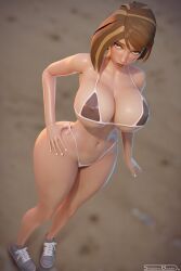 3d bikini breasts courtney_(tdi) high-angle_view shadowboxer solo thick_thighs total_drama_island