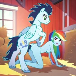 ai_generated anus balls barn breasts doggy_style equestria_girls equine horsecock interspecies my_little_pony nipples pony rainbow_dash_(eg) rainbow_dash_(mlp) soarin_(mlp) stallion vagina vaginal_penetration