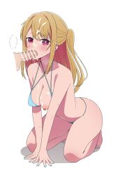 big_breasts blonde_hair blowjob censored coro_fae deepthroat faceless_male fellatio hoshino_ruby nipples nude_female oral oral_sex oshi_no_ko pink_hair ponytail pussy sucking_penis