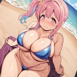 1girls ai_generated alternate_breast_size big_breasts bikini bostin breasts busty curvaceous curvy curvy_body curvy_female curvy_figure female hozuki_kaede huge_breasts large_breasts nipples onii-chan_wa_oshimai! pink_eyes pink_hair sweat sweating sweaty sweaty_body sweaty_breasts thick_thighs thighs venus_body voluptuous