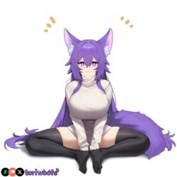 1girls :3 ai_generated big_breasts breasts curvy cute dog_ears dog_girl doggirl female female_focus female_only highres hips huge_boobs huge_breasts kemonomimi light_skin light_skinned_female long_hair patreon_username petgirl petite purple_ears purple_eyes purple_hair purple_tail thick_thighs thighs tori toriwoofs watermark wavy_hair white_skin white_skinned_female wide_hips wolf_ears