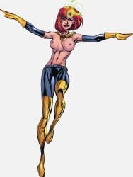 armpits big_breasts blue_eyes boots breasts edit female gloves jean_grey lipstick mark_bagley marvel marvel_comics navel nipples nude_female redhead short_hair skinny slim solo superheroine tagme topless ultimate_jean_grey ultimate_marvel ultimate_x-men white_background x-men