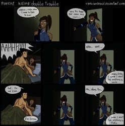 1girls 2boys anal anal_sex androgynous avatar_legends blue_eyes bolin caught cheating clothing color comic cucked_by_femboy cuckold dark-skinned_female dark-skinned_femboy dark_skin desna digital_media_(artwork) english_text female femboy femboysub funny gay girly humor interracial korra male male/male male_focus missionary missionary_position native_american_male netorare nickelodeon ntr ryokosanbrasil sex shocked smooth_skin speech_bubble text the_avatar the_legend_of_korra trap url water_tribe yaoi